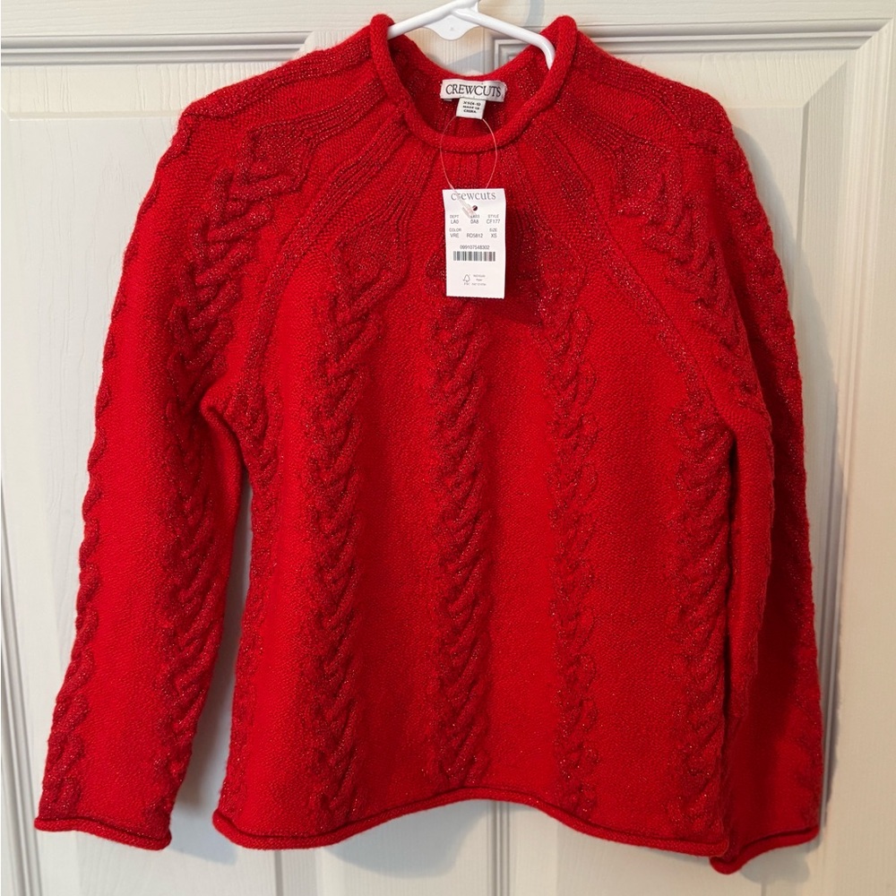 CrewCuts Girls Red Cable Knit Sweater